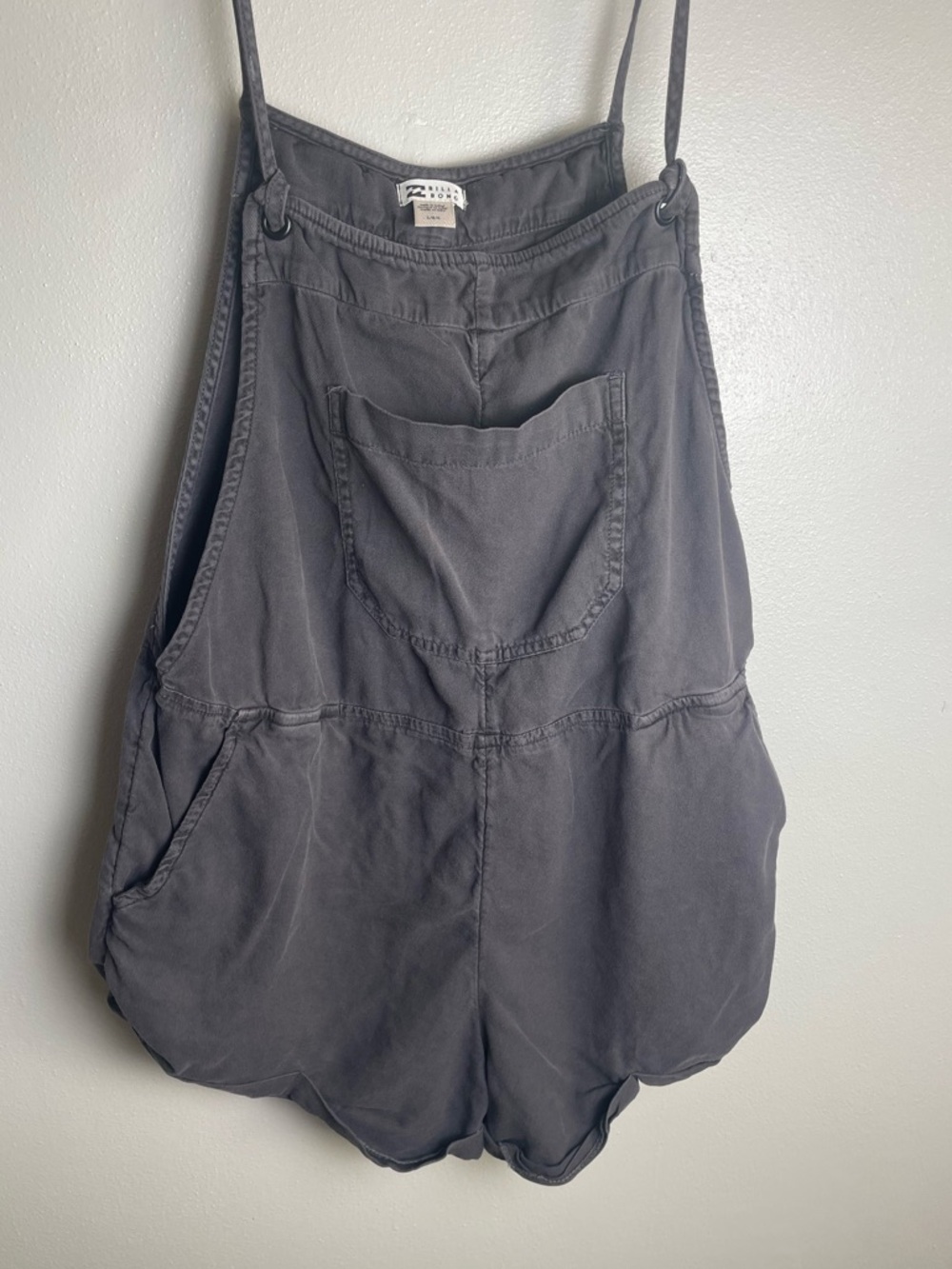 Billabong Charcoal Gray/ Black Short Overalls Romper
